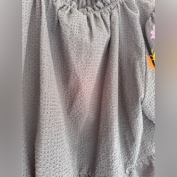 White textured fruit dolce pineapple ruffle bubble sleeve tunic top blouse - Picture 11 of 12